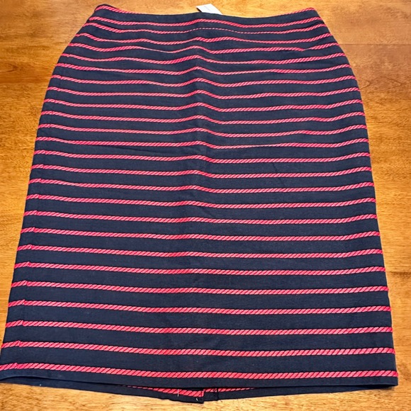 Ann Taylor Nautical‎ Navy Red Striped Pencil Skirt office Size 10 - Picture 9 of 12